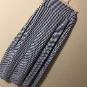 Navy striped maxi skirt